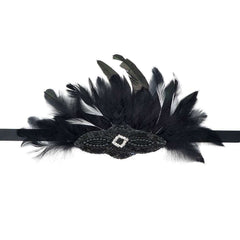 Black Embelished Feather Headpiece