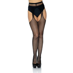 Black Fishnet Suspender Plus Size Pantyhose