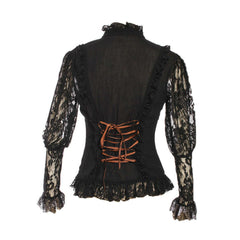 Black Gothic Lace Long Sleeve Shirt