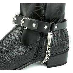 Black Leather D-Ring Boot Strap