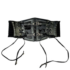 Black Leather Elastic Corset Belt