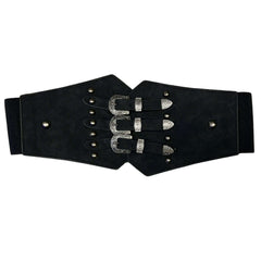 Black Leather Elastic Corset Belt