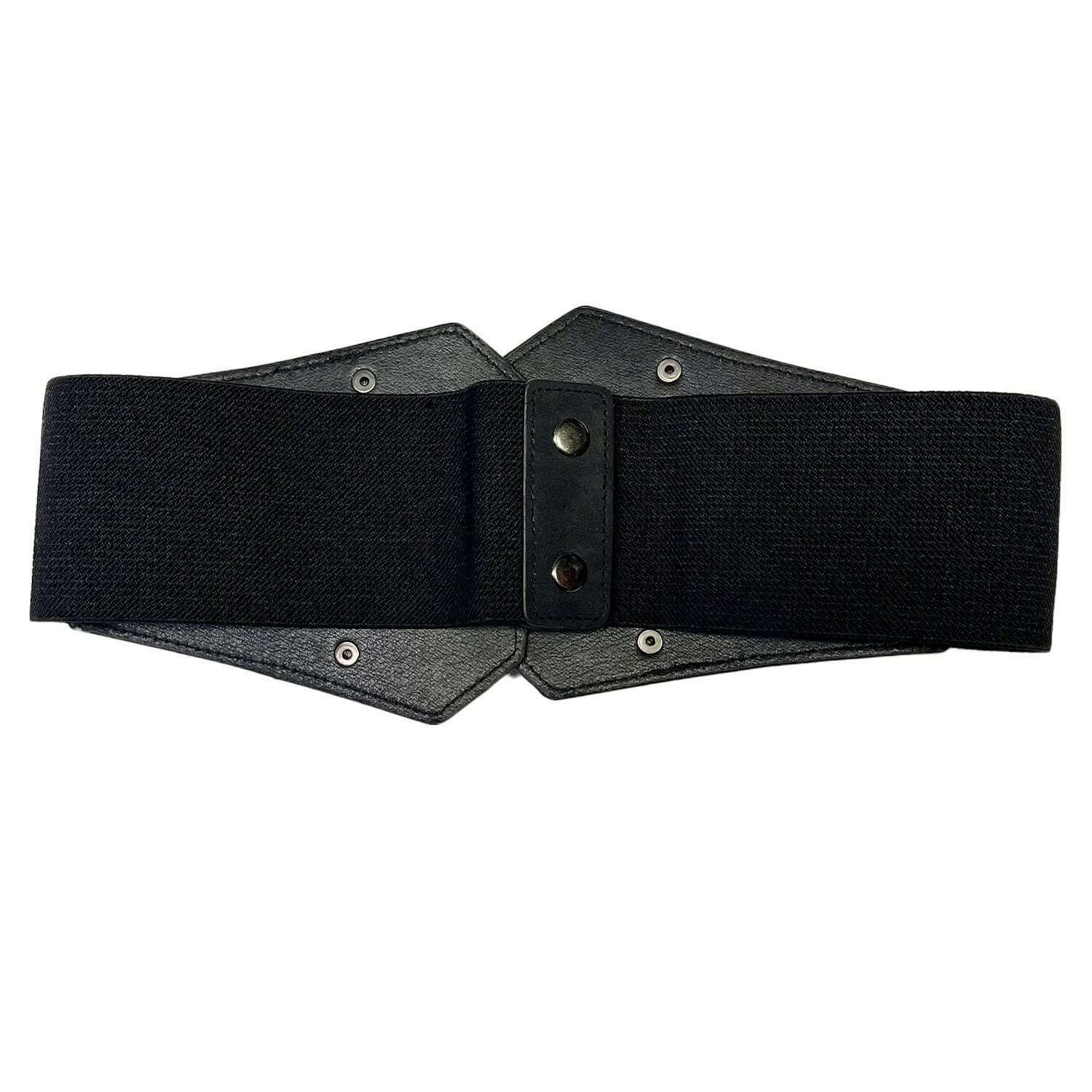 Black Leather Elastic Corset Belt