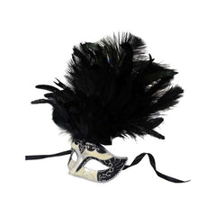 Black Masquerade Mask w/ Big Feathers