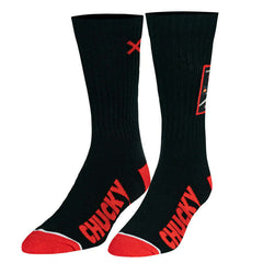 Black & Red Chucky Patch Crew Length Socks