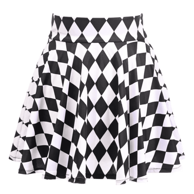 Black & White Diamond Print Stretch Lycra Skirt