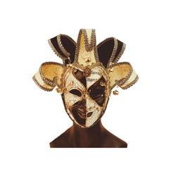 Black & White Full Face Venetian Jester Mask