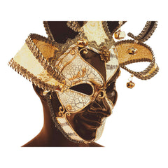 Black & White Full Face Venetian Jester Mask