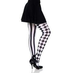 Black & White Harlequin Pattern Tights