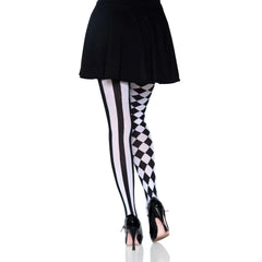 Black & White Harlequin Pattern Tights