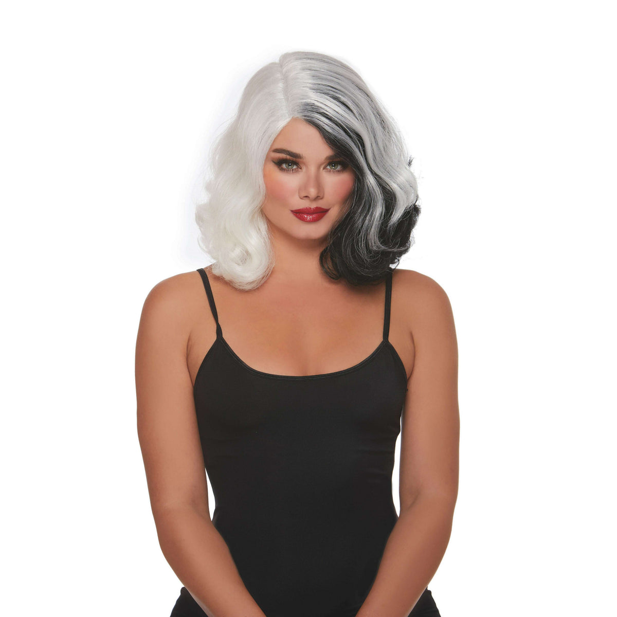 Black & White Split Hues Glam Wig