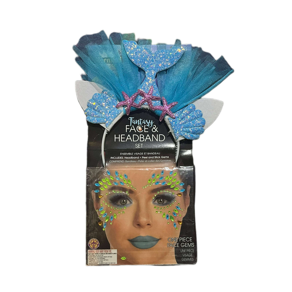 Blue Fantasy Mermaid Headband & Face Gems Kit