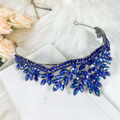 Blue Gemstone Leaf Tiara