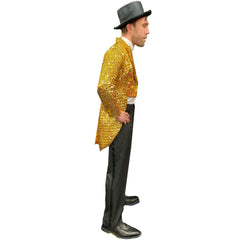 Bright Sunshine Gold Sequin Tailcoat Men's Costume