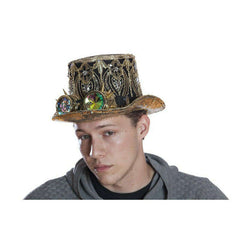 Burning Man Peacock Gold Sequin Top Hat w/ Spiked Goggles