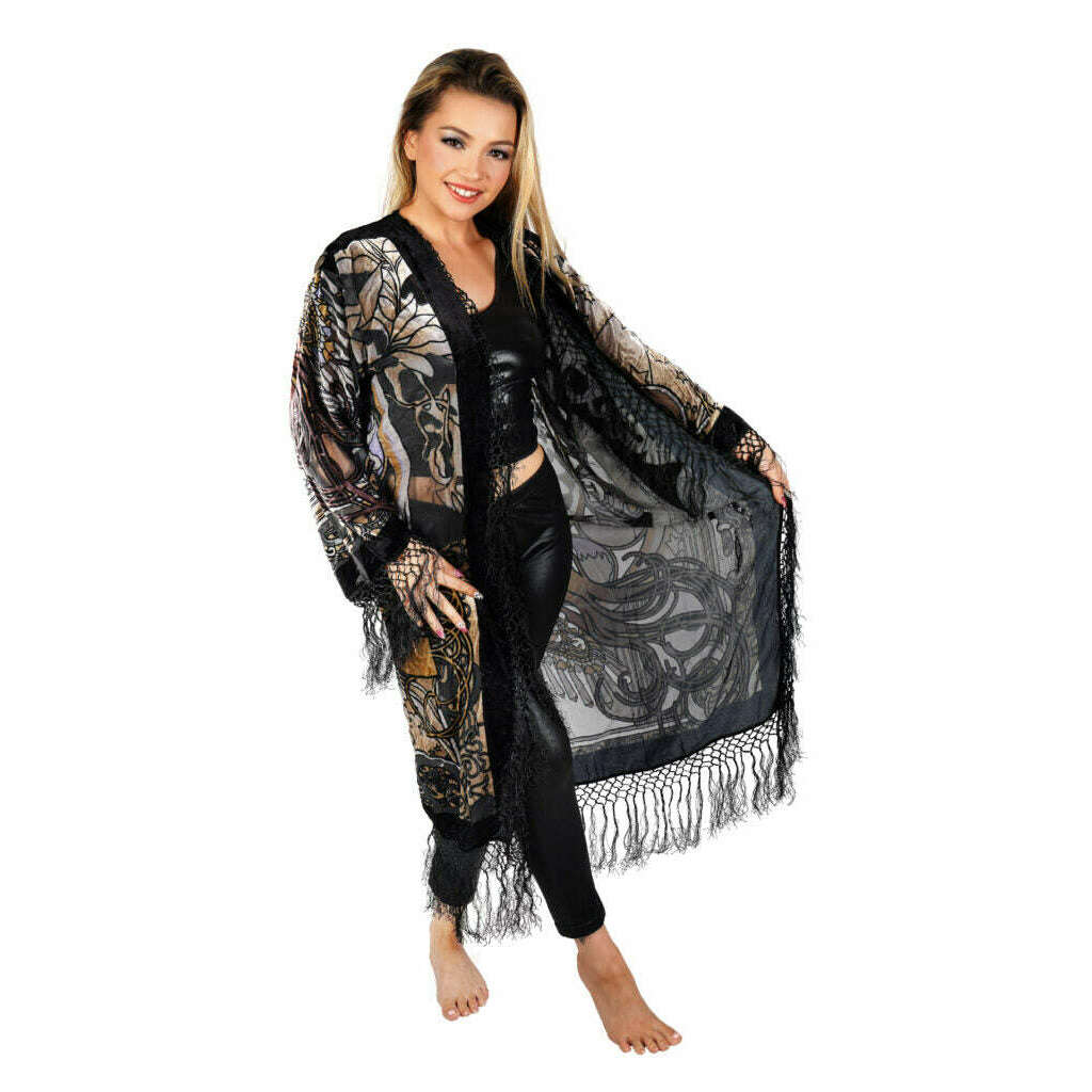 Burnt Velvet Ornate Fringed Jacket