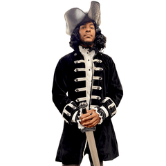 Captain La Sage Black Adult Pirate Coat