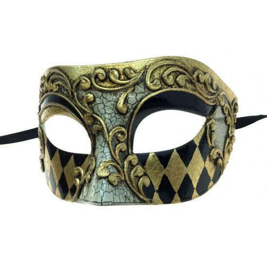 Checkered Venetian Male Mask