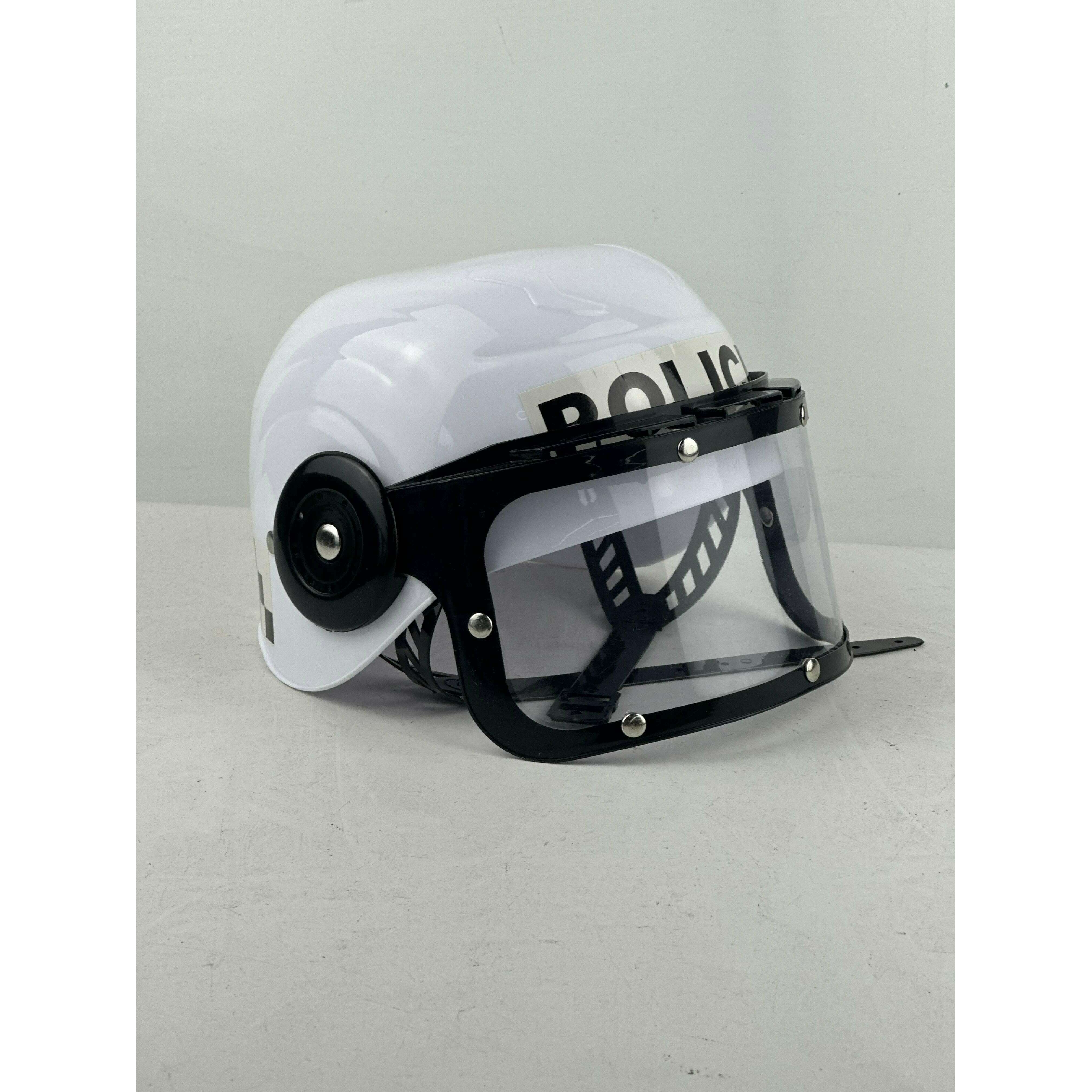 Child's White Police Helmet w/ Eye Shield