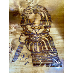 Chucky Carved Live Edge Spruce Wood 25.5" Side Table (Autographed by Alex Vincent)