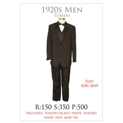 Classy 1920s Black Men's Tuxedo Adult Costume