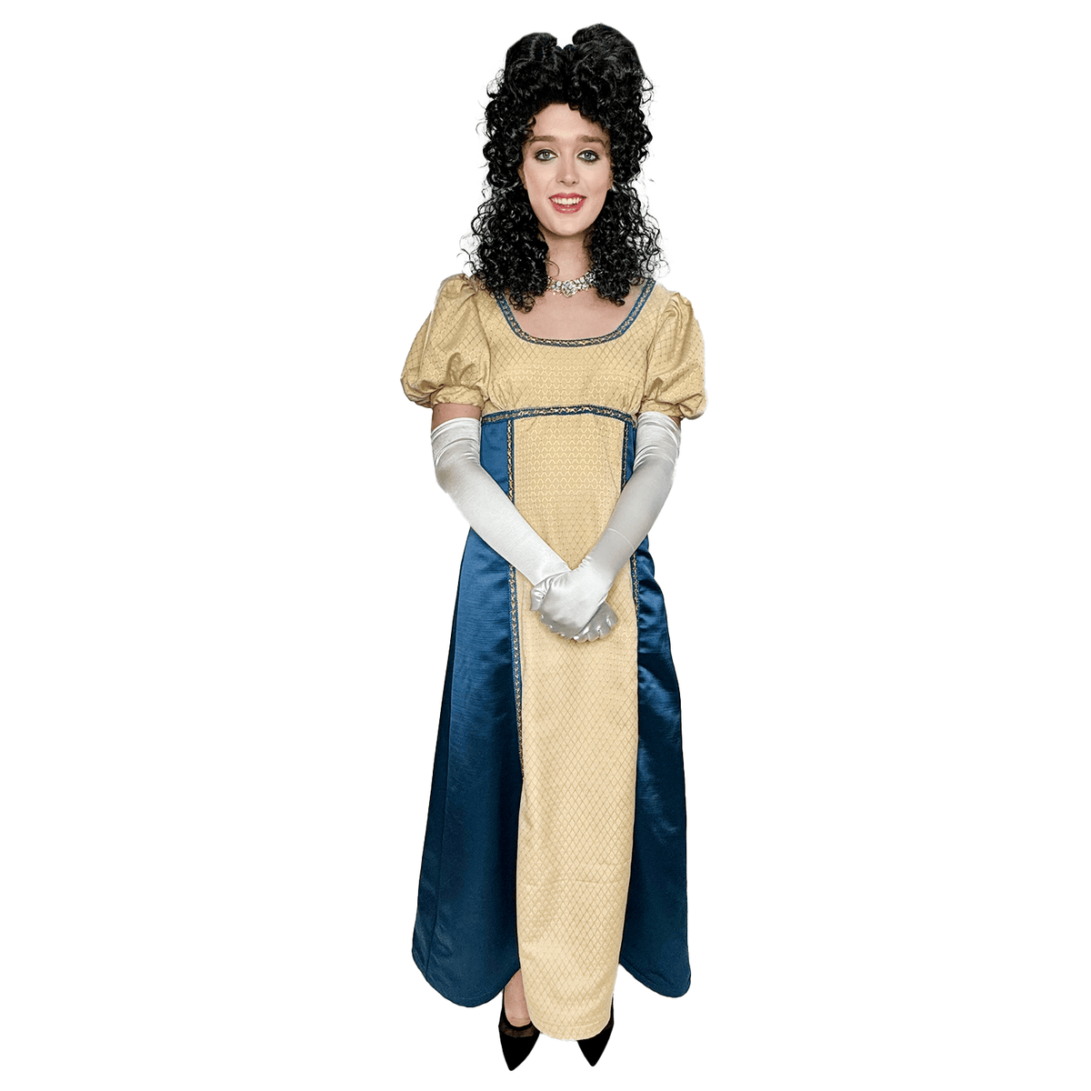 Classy Blue Cream Regency Empire Dress Adult Costume