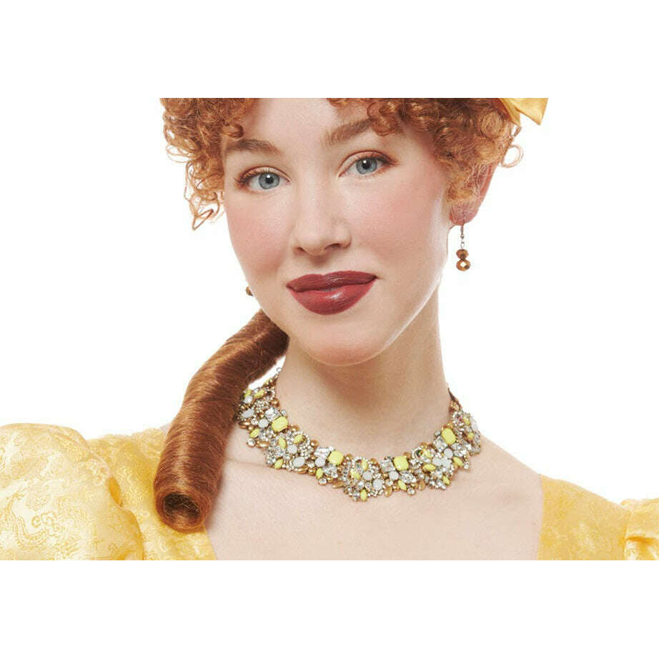 Clear Yellow Jeweled Regency Cluster Collar Necklace