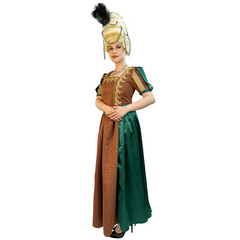 Colonial Autumn and Green Brocade Women's Costume