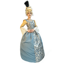 Colonial Lady Agnes Blue & Gold Ball Gown Women's Costume