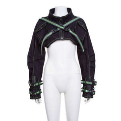 Cyberpunk Buckle Strapped Ultra Crop Jacket