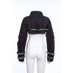 Cyberpunk Buckle Strapped Ultra Crop Jacket