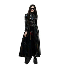 Cyberpunk Holographic Black Trench Coat