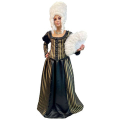 Dark Colonial Ballroom Black & Gold Dress Adult Costume