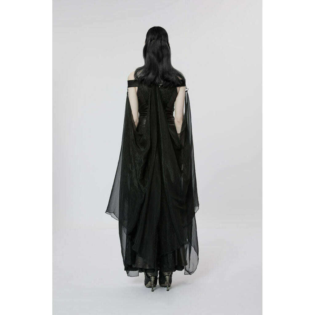 Dark Fantasy Mesh Halter Dress & Cape