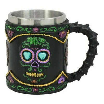 Day of The Dead Resin Skull Mug