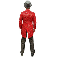 Dazzling Ruby Red Sequin Men's Adult Tailcoat