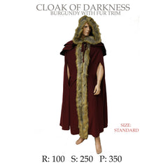 Deep Burgundy Fur Trim Cloak of Darkness