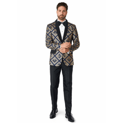 OppoSuits Deep Navy Art Deco Three Piece Suit