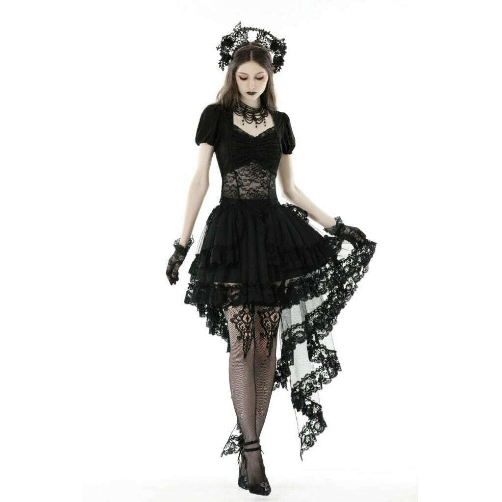 Delicate Punk Frilly Lace Swallow Tail Skirt