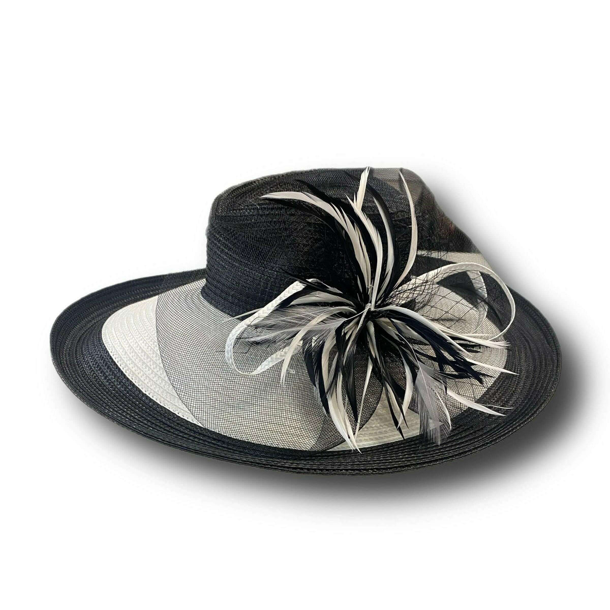 Deluxe Black Feathered Tulle Derby Hat