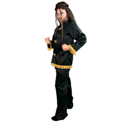 Deluxe Black Satin Black and Gold Karate Teacher Adult Costume