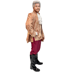 Deluxe Colonial Red & Gold Brocade Men's Costume