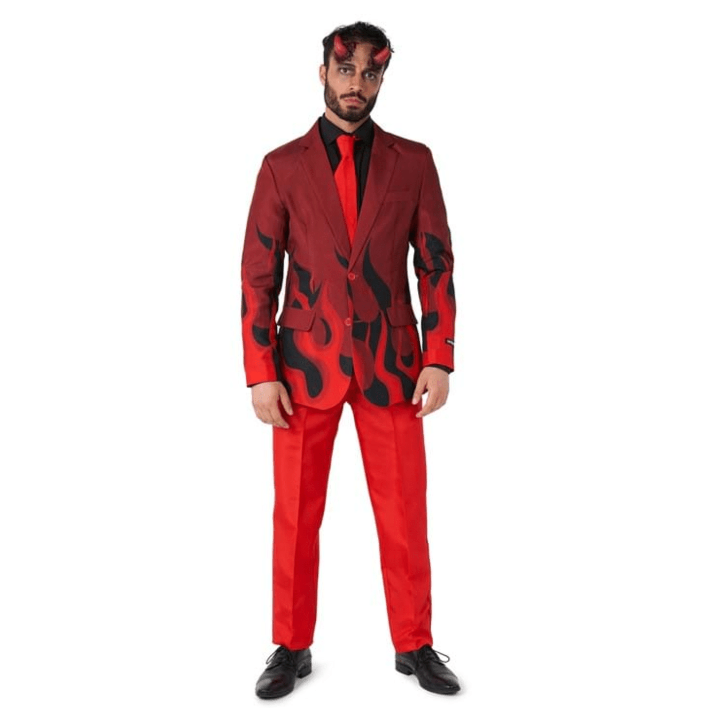 OppoSuits Devil Red Flame Three Piece Suit