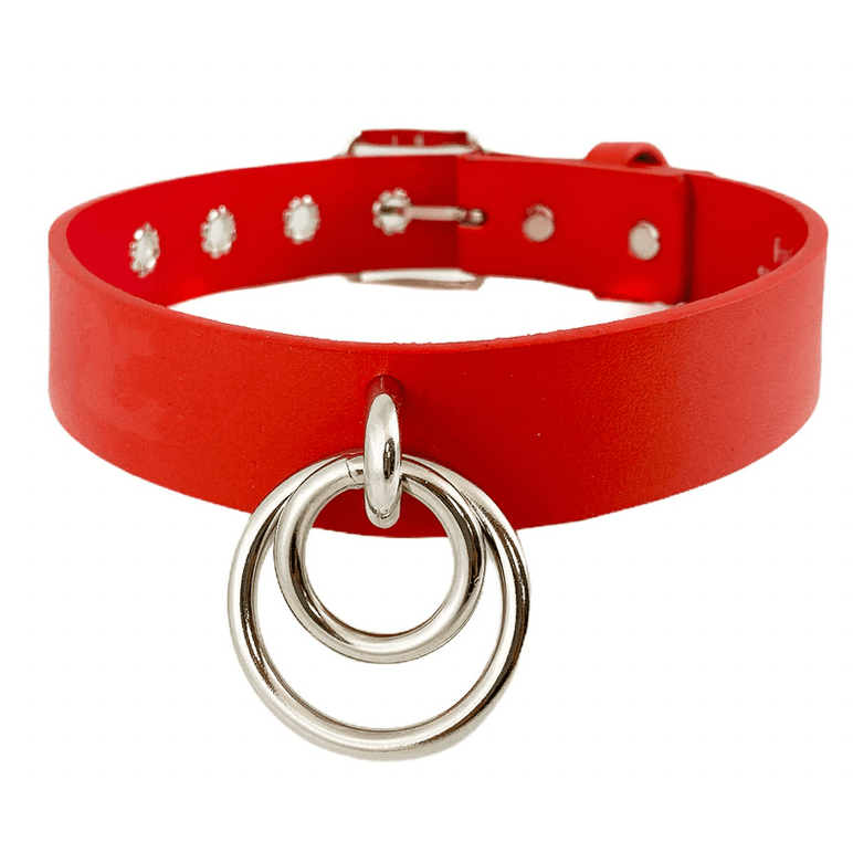 Double O-Ring Thick Leather Choker