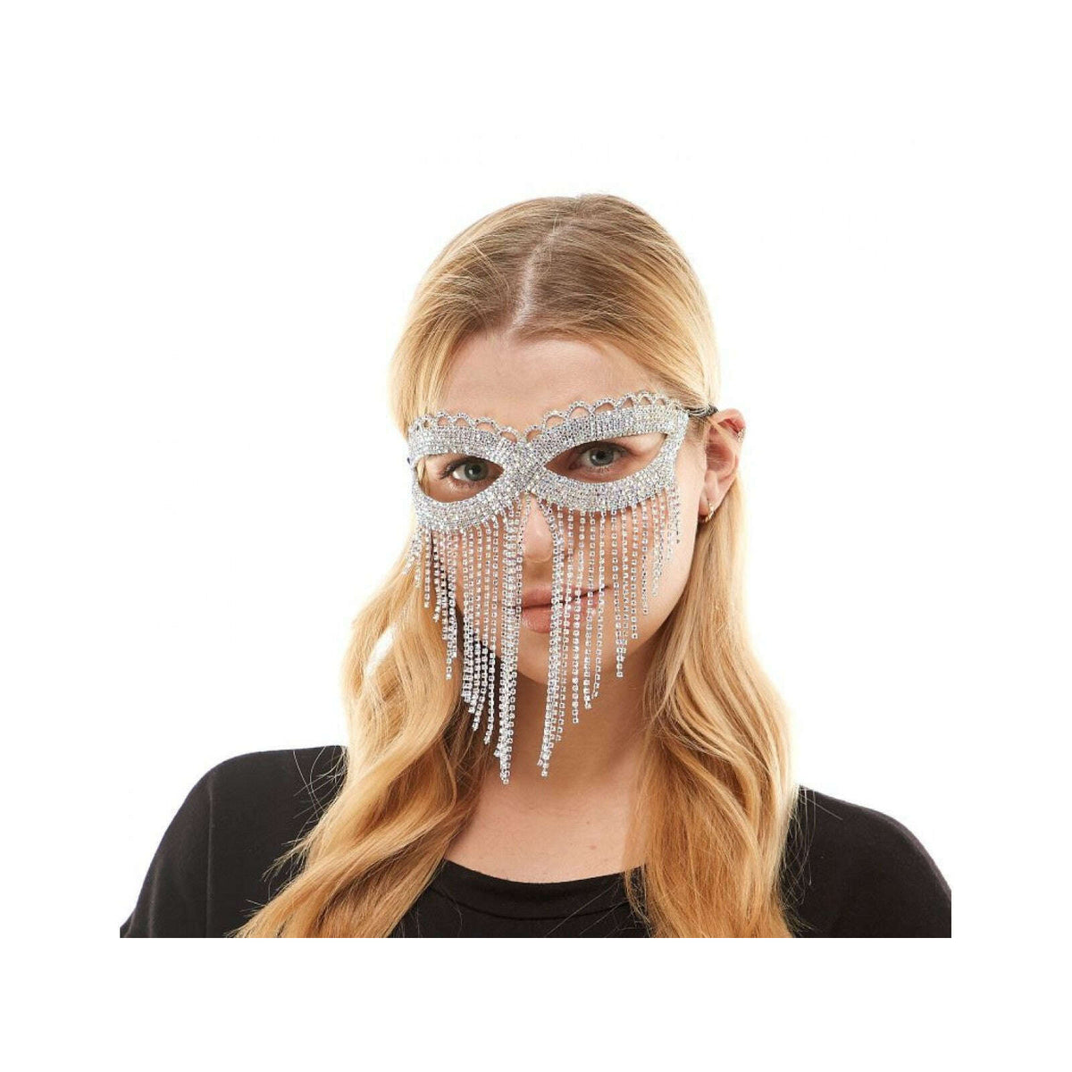 Dripping Rhinestone Masquerade Mask