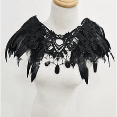 Elegant Black Feather Gothic Shawl