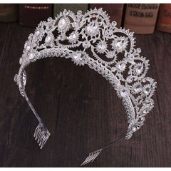 Elegant Silver Tiara With Combs