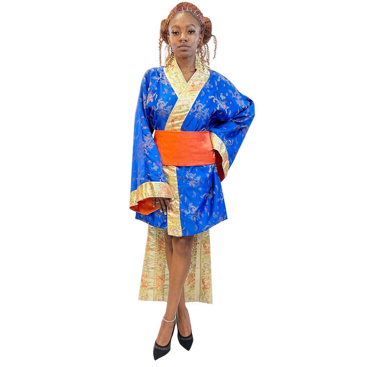 Exclusive Blue Japanese Short Kimono Princess Adult Costume