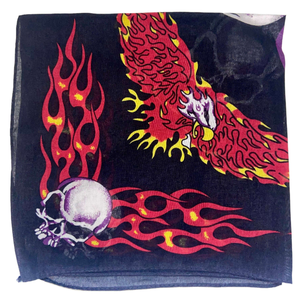 Fiery Skull & Eagle Bandana