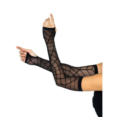 Fingerless Sheer Spider Web Arm Warmer Gloves